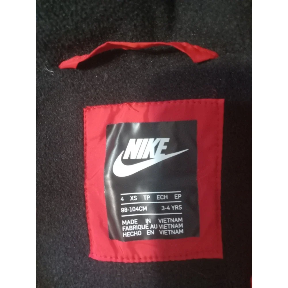 Nike Jacket Toddler Boys Sz 4 Red/Black‎ Hooded Fleece Windbreaker Swoosh Logo